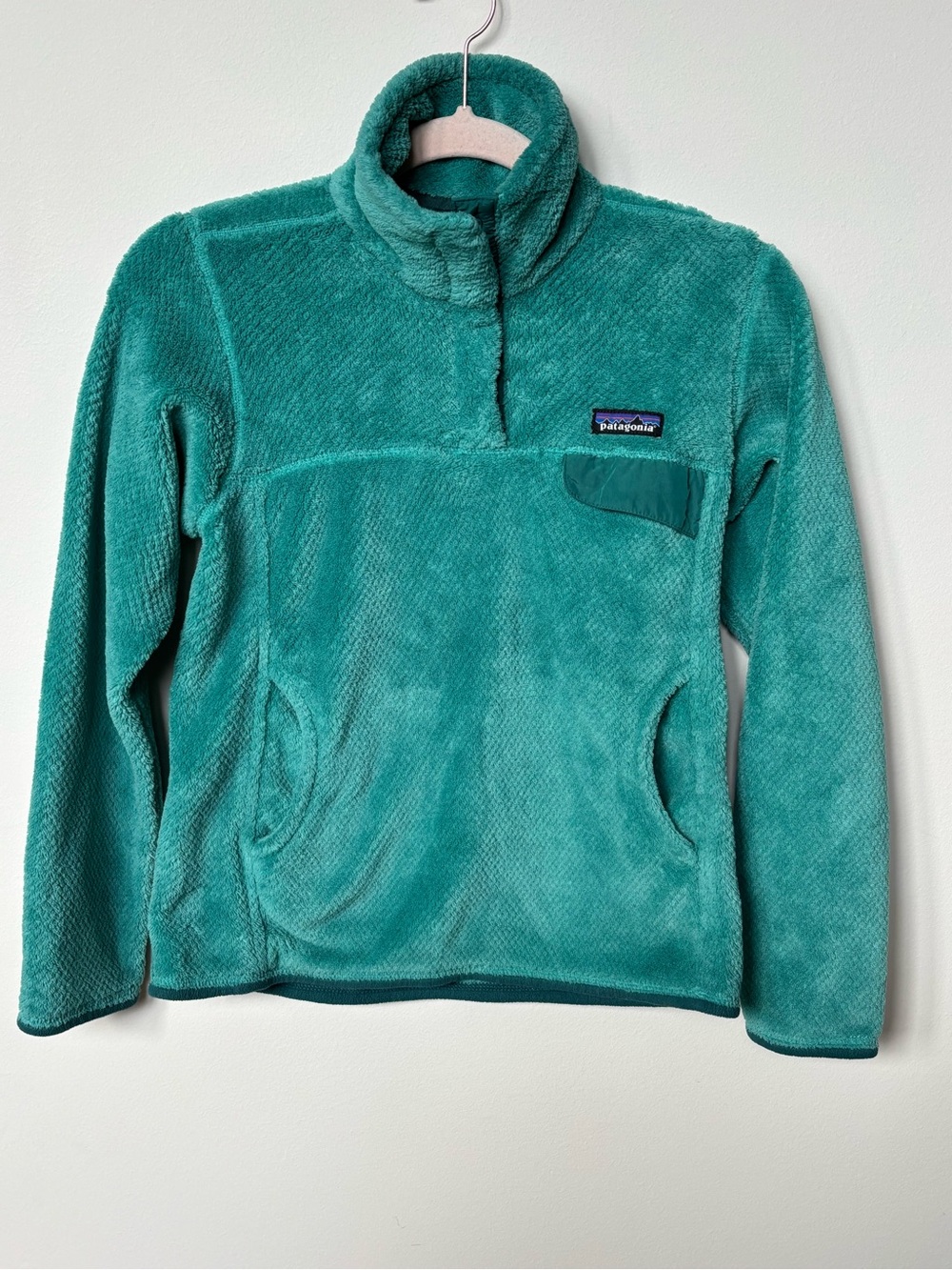 Patagonia Ladies ReTool snap pullover fleece Polartec warm outdoor green size S